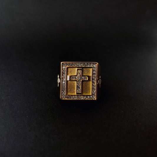 Crystal Cross Signet Ring