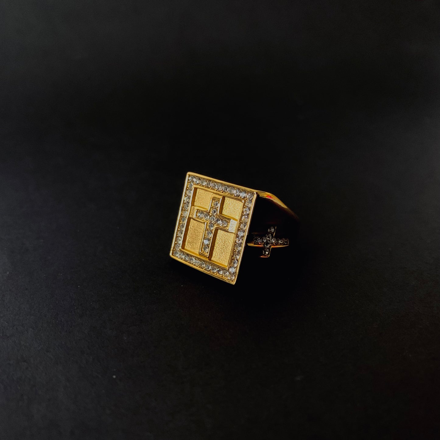 Crystal Cross Signet Ring