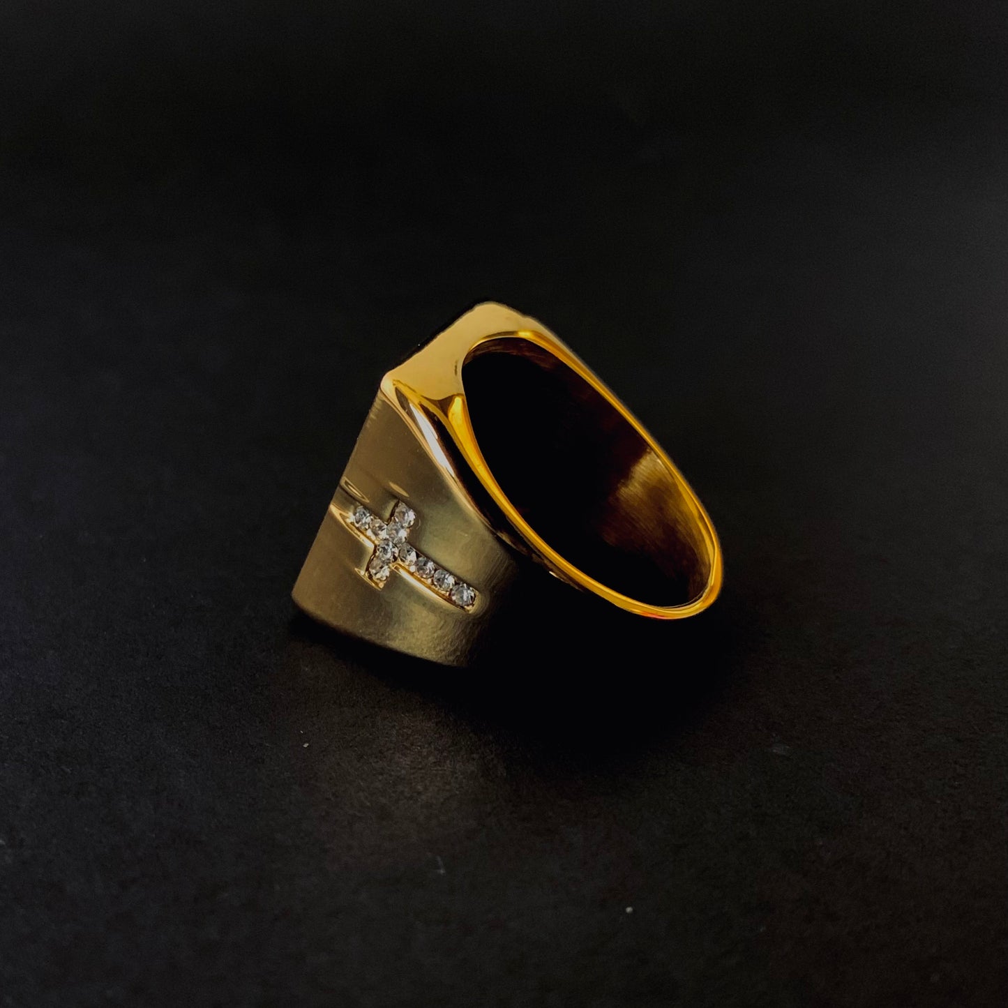 Crystal Cross Signet Ring