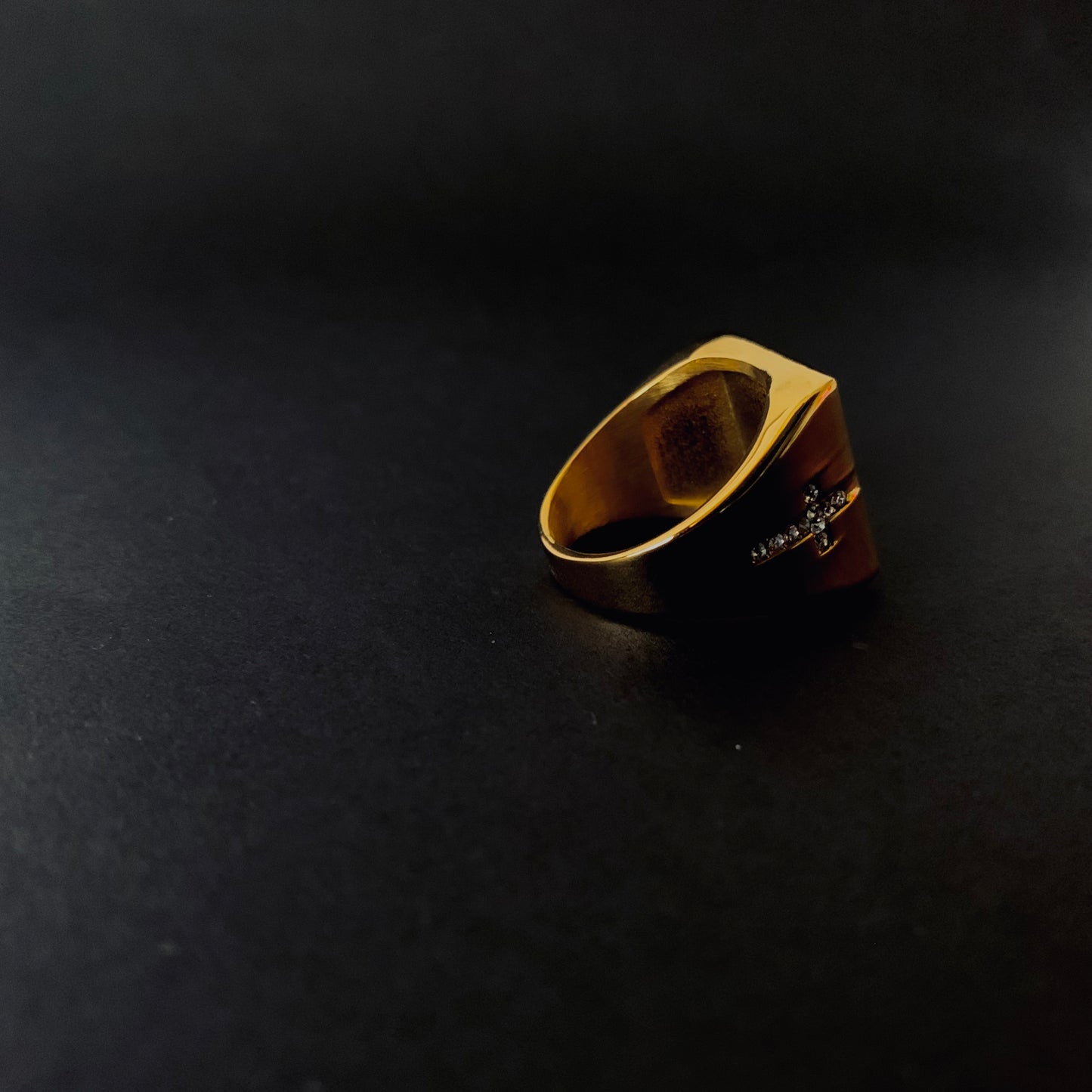 Crystal Cross Signet Ring
