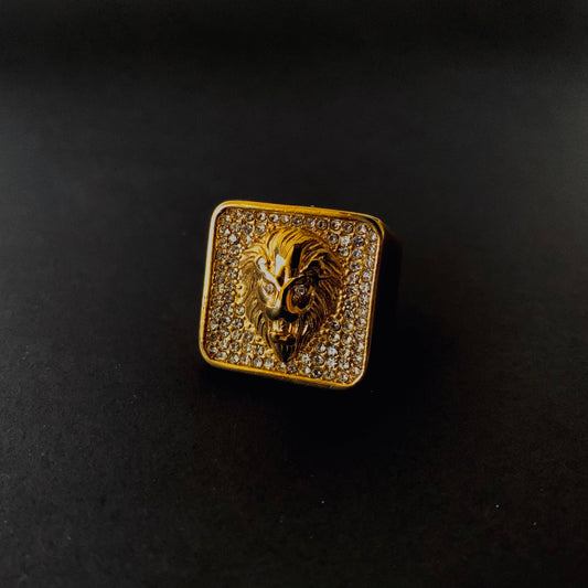 Lion Head Iced-out Ring
