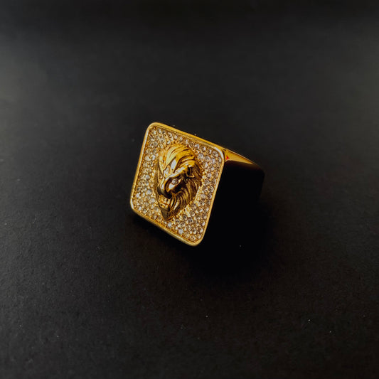 Lion Head Iced-out Ring