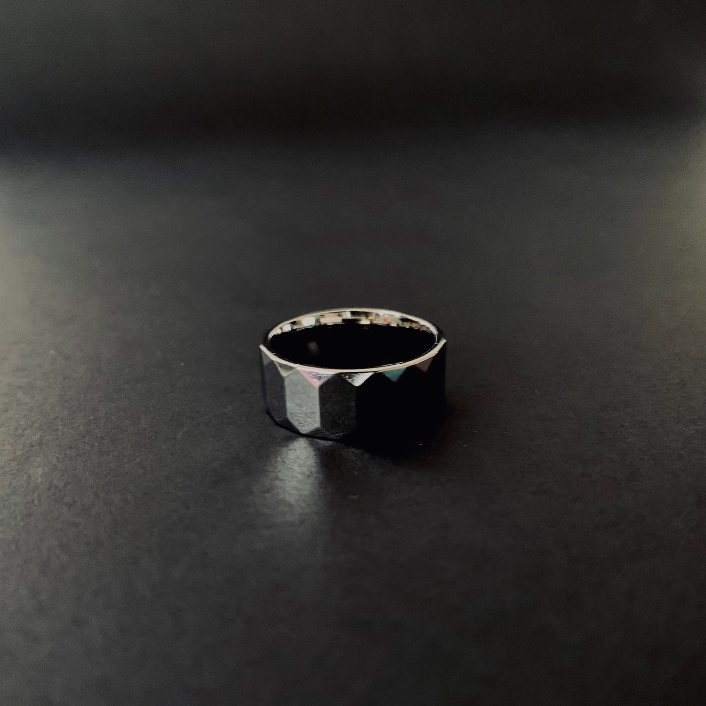 Black Faceted Ring