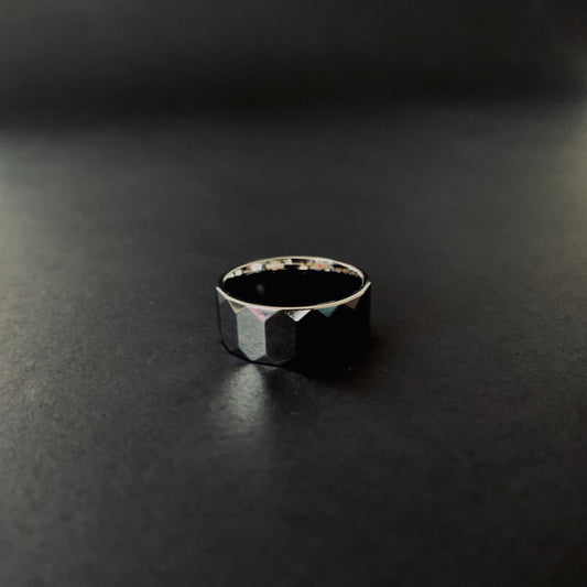 Black Faceted Ring