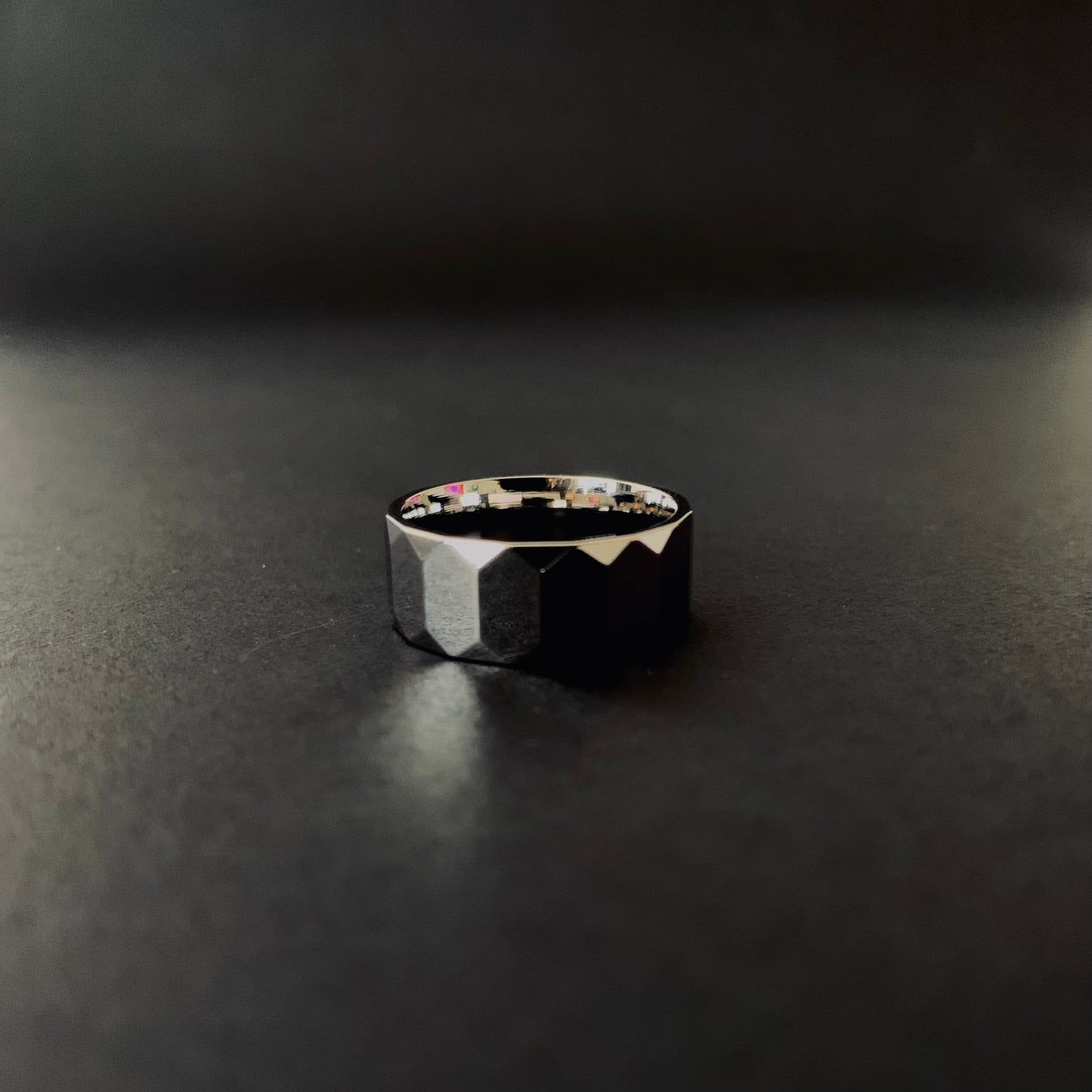 Black Faceted Ring