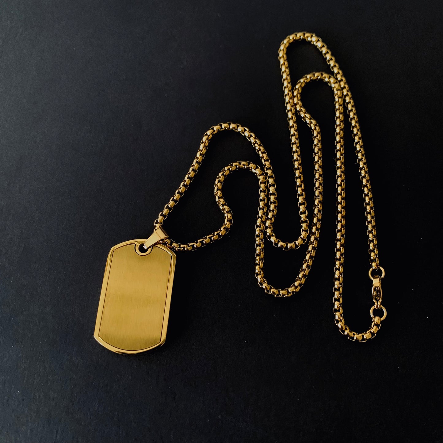 Gold Dog Tag Pendant Necklace