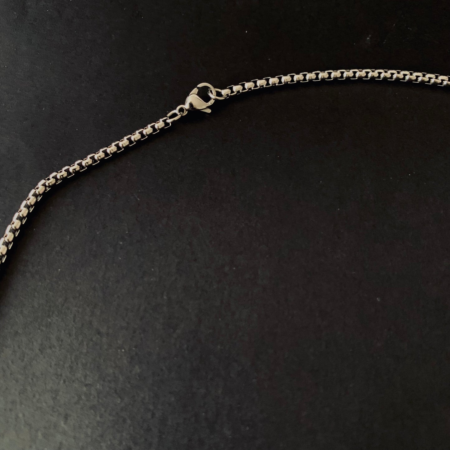 Silver & Black Dog Tag Pendant Necklace